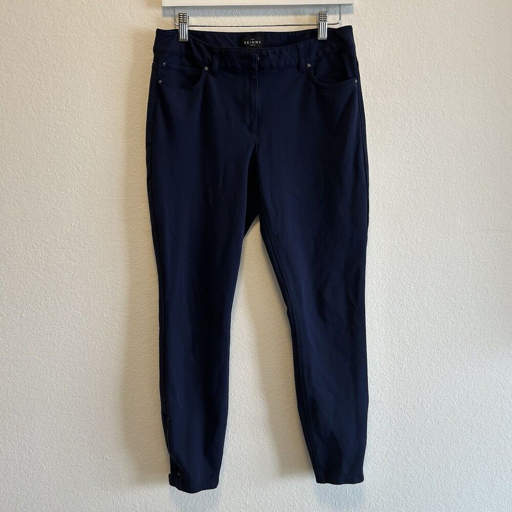 White House Black Market Skinny Ankle Pants Womens 4 Blue Business Preppy Classy